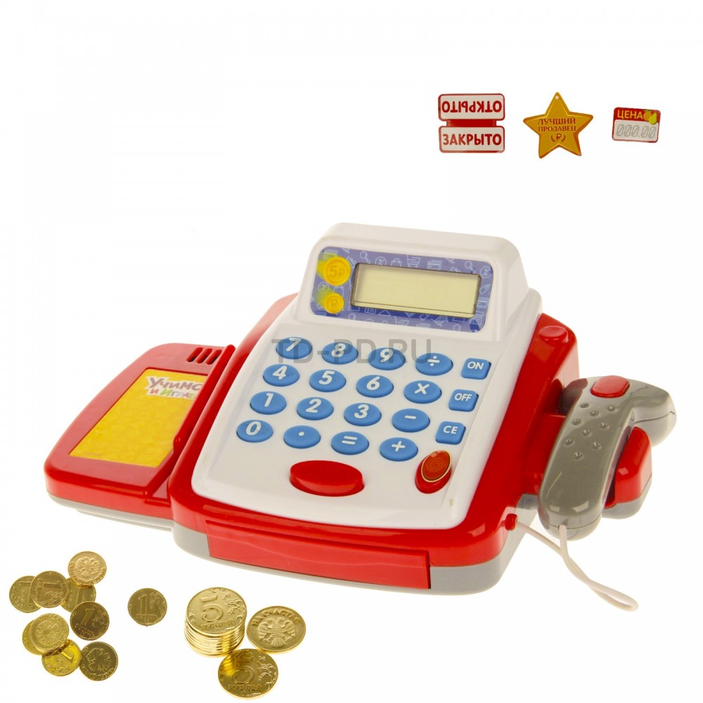 Касса-калькулятор «Учимся и играем», с аксессуарами, световые и звуковые эффекты