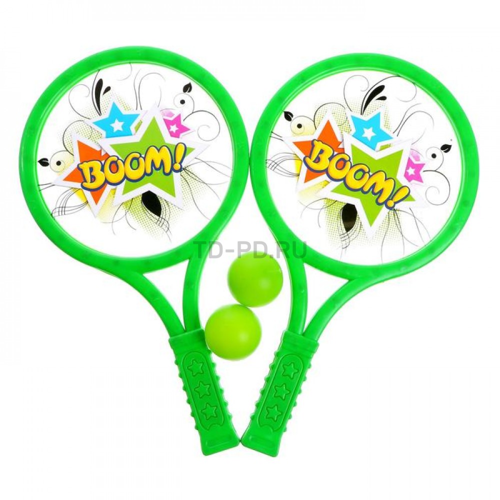 
Набор для тенниса «Бум!», 2 ракетки, 2 мяча, цвета МИКС